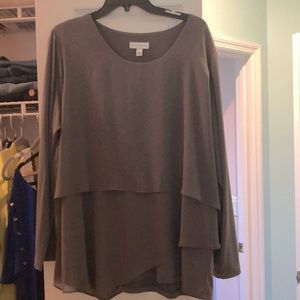 Susan Graver Liquid Knit and Chiffon Top